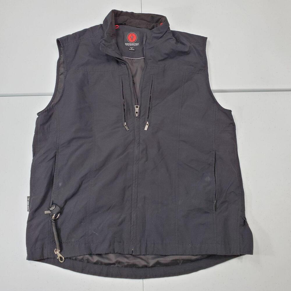 SCOTTeVEST Vest Men L Black Travel TEC Pockets Full Zip Lightweight Lined Multi
